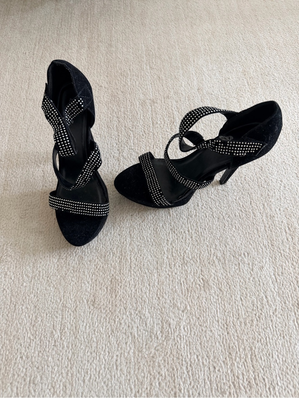 Black Velvet Rhinestone Heels - Picture 9 of 16